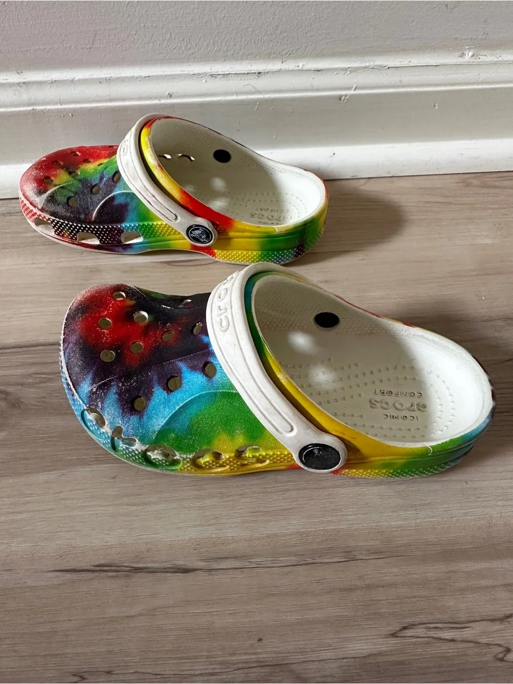 CROCS Kids Tie-Dye Rainbow Clog with White Strap